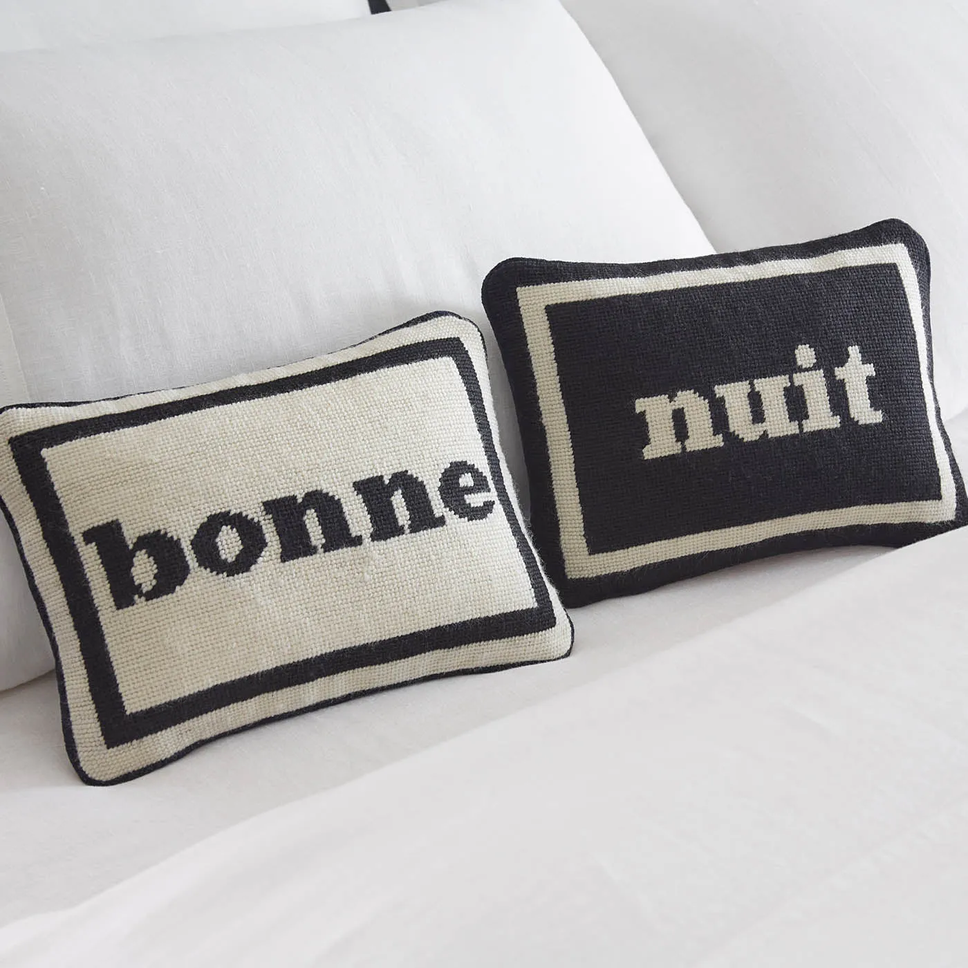 Bonne Nuit Needlepoint Pillow Set