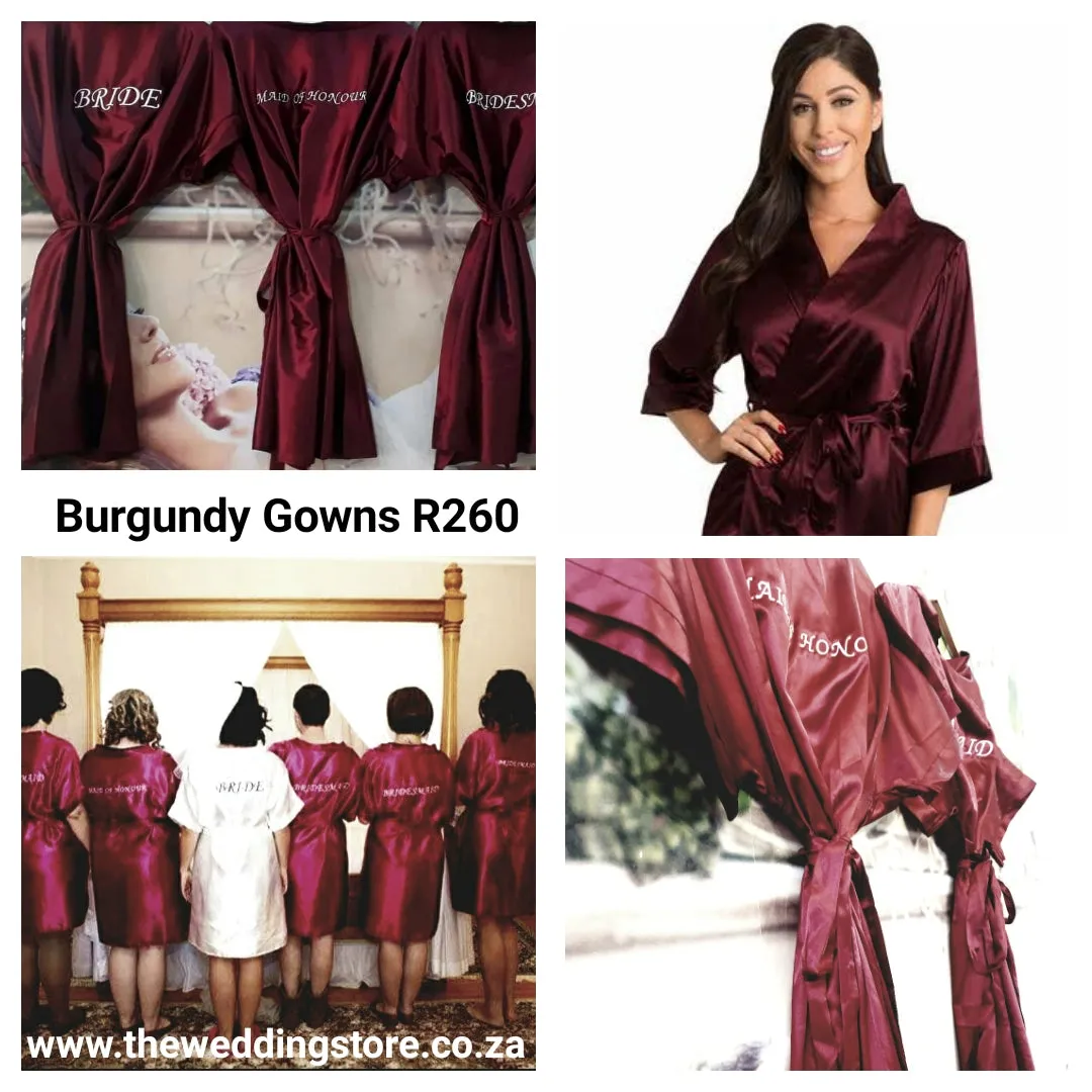 BURGUNDY SATIN GOWNS