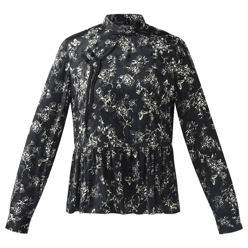 Butterflies Print New Chinese-Style Women Blouse