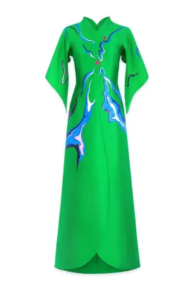 Butterfly A-line Cape Sleeved Zibeline Floor Length Ao Dai