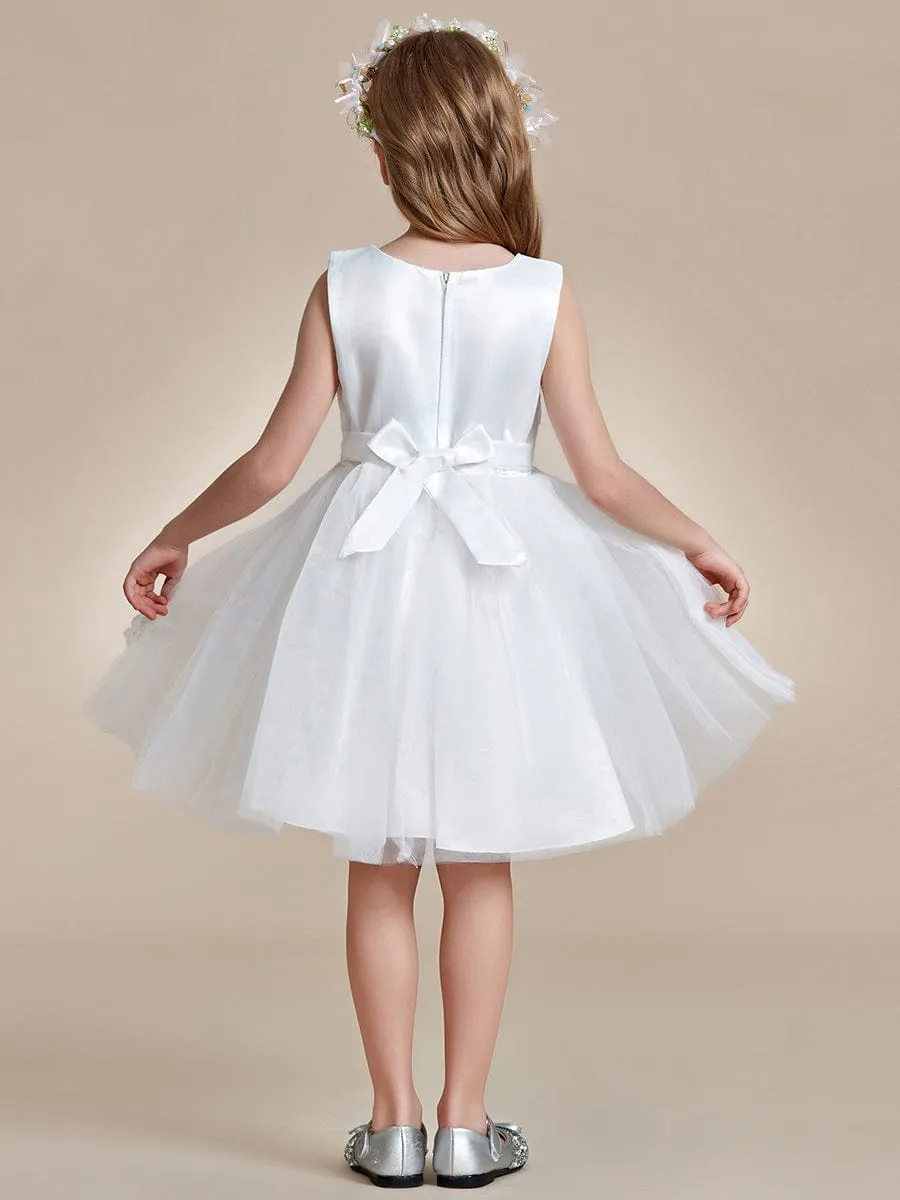 Butterfly Embroidered Sleeveless Tulle Flower Girl Dress