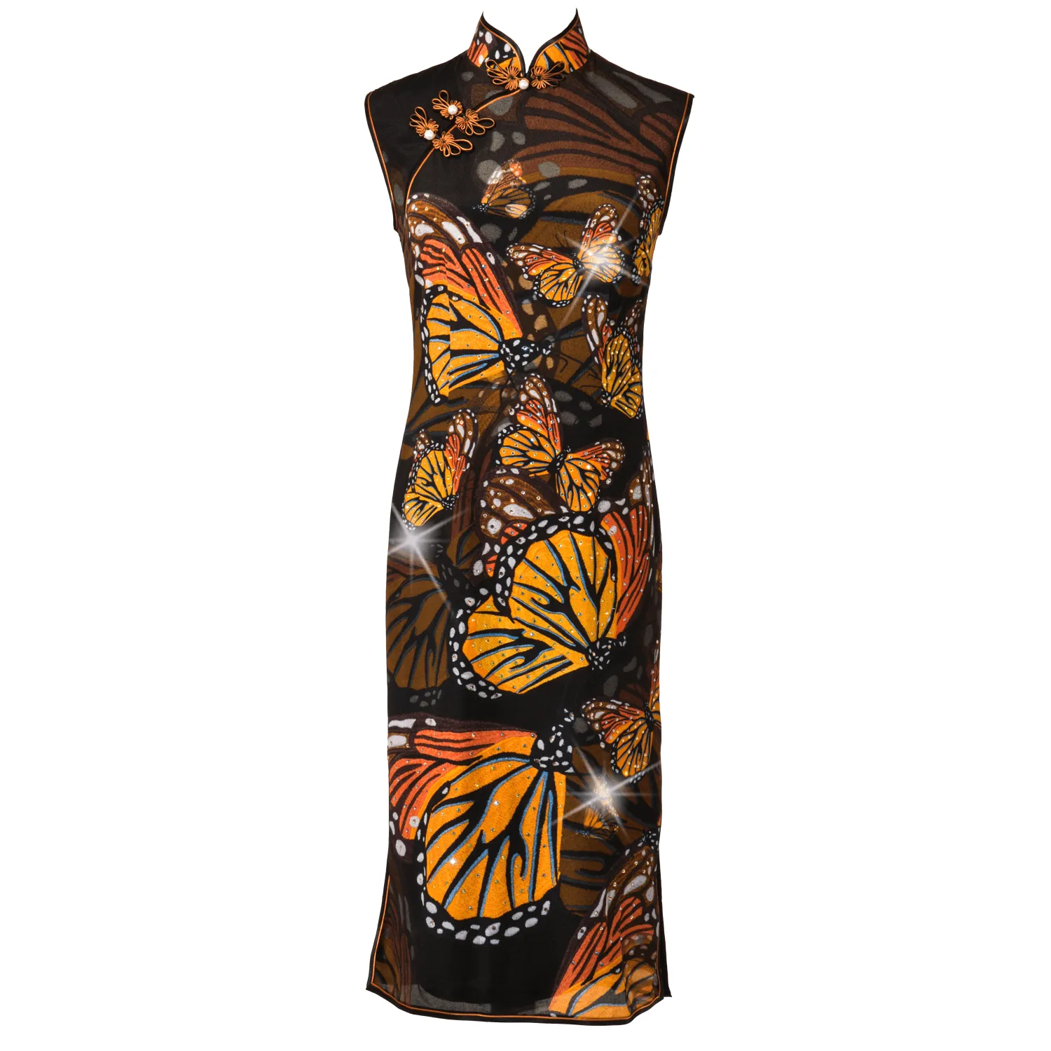 【BUTTERFLY】100% Silk Crystal Cheongsam (Sleeveless)