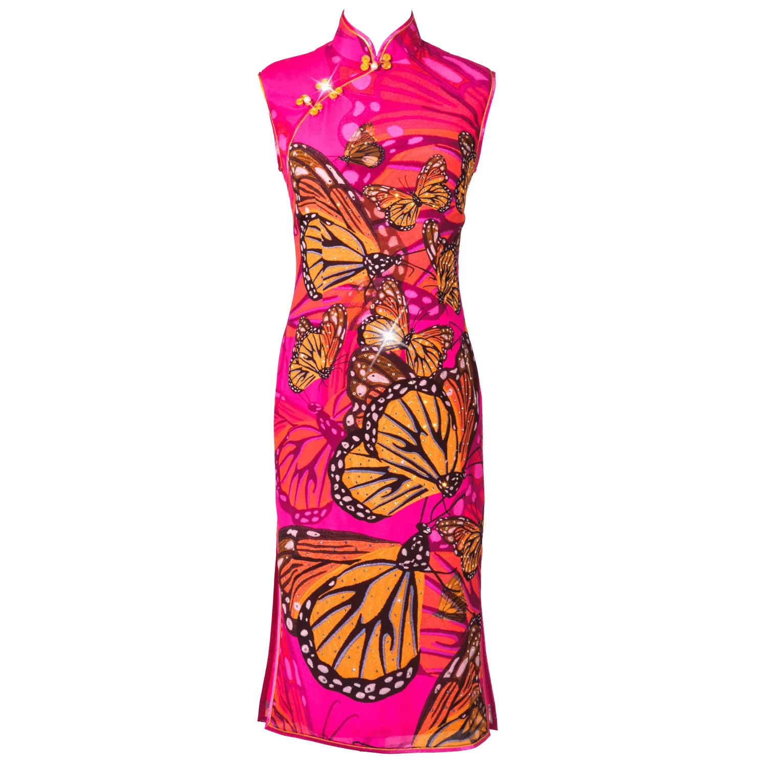 【BUTTERFLY】100% Silk Crystal Cheongsam (Sleeveless)