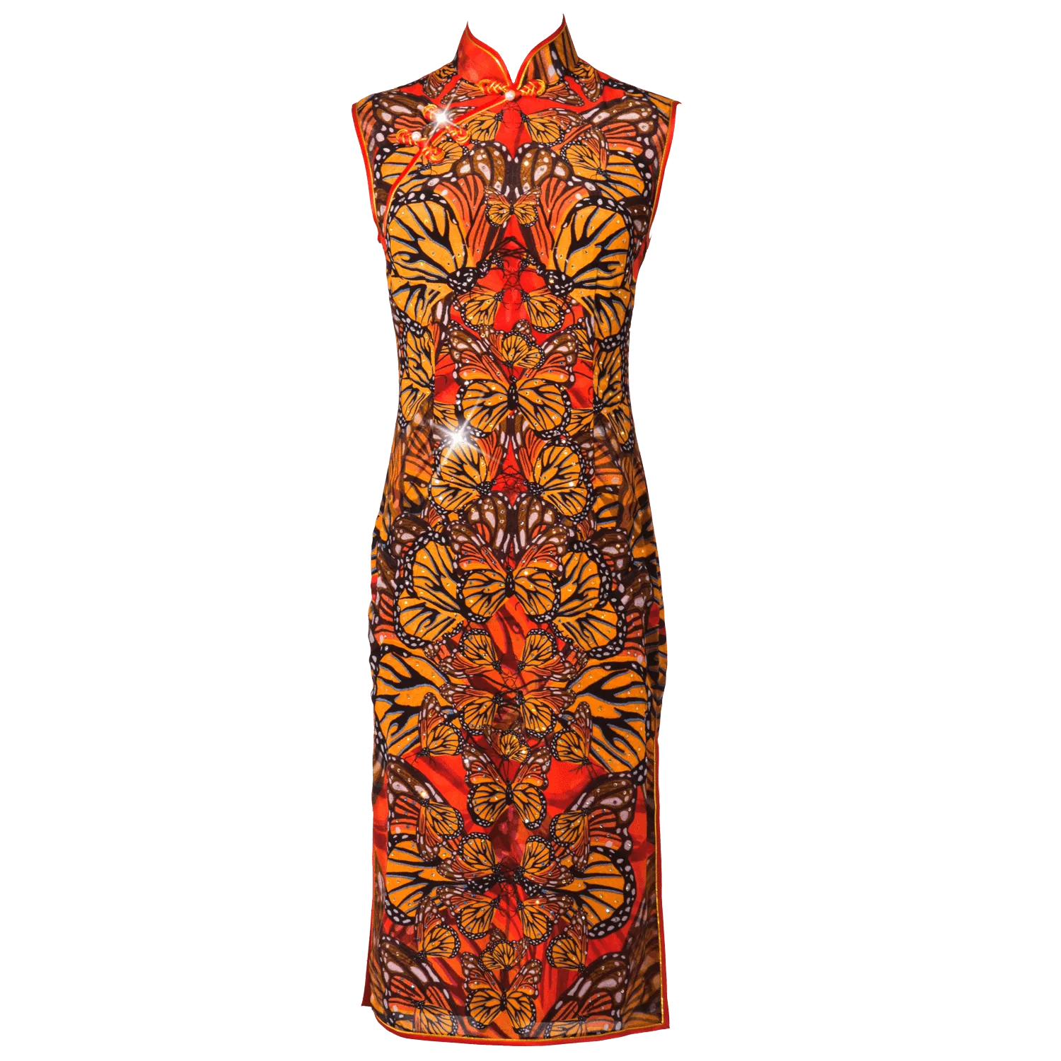 【BUTTERFLY】100% Silk Crystal Cheongsam (Sleeveless)