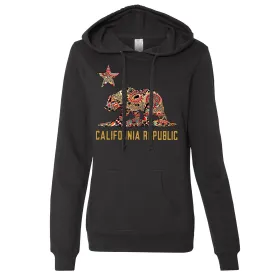 California Republic Paisley Bear Ladies Lightweight Fitted Hoodie