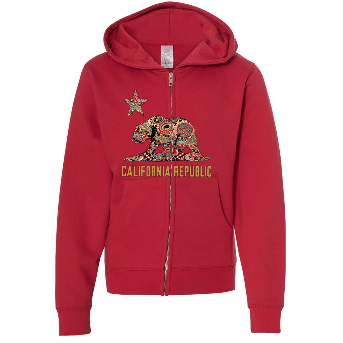 California Republic Paisley Bear Premium Youth Zip-Up Hoodie