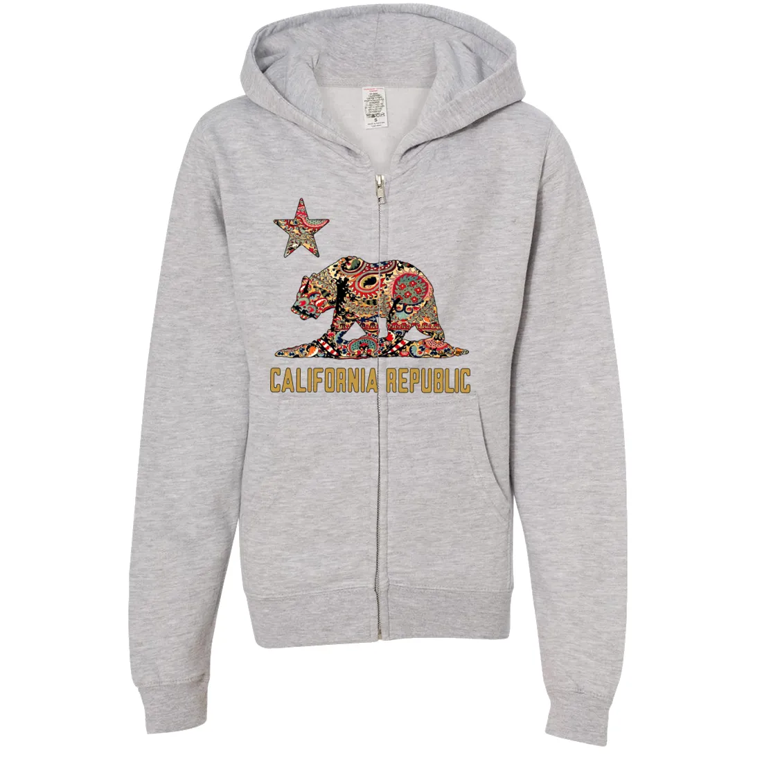 California Republic Paisley Bear Premium Youth Zip-Up Hoodie