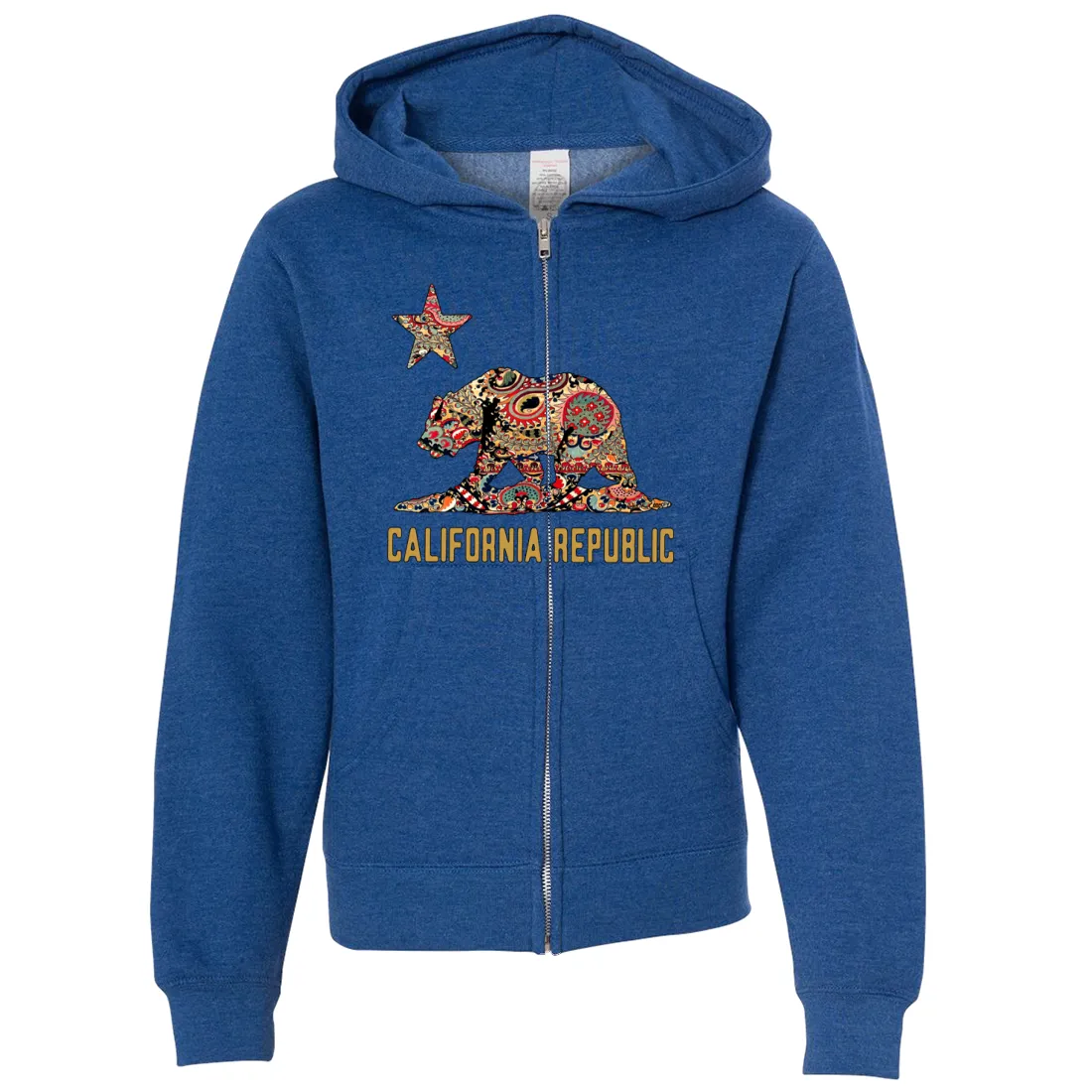 California Republic Paisley Bear Premium Youth Zip-Up Hoodie