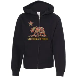 California Republic Paisley Bear Premium Youth Zip-Up Hoodie