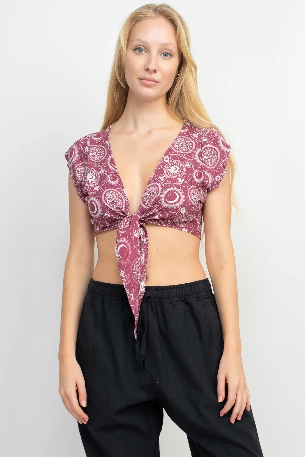 Celestial Tie Front Crop Top