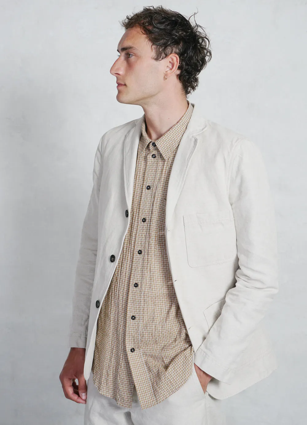 CHARLIE | Easy Three Button Blazer | Natural Flax