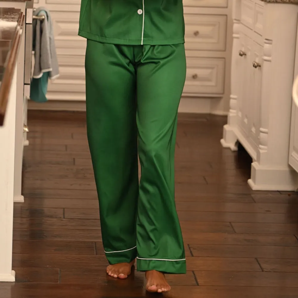 Charlie Satin Separates - Green Pants