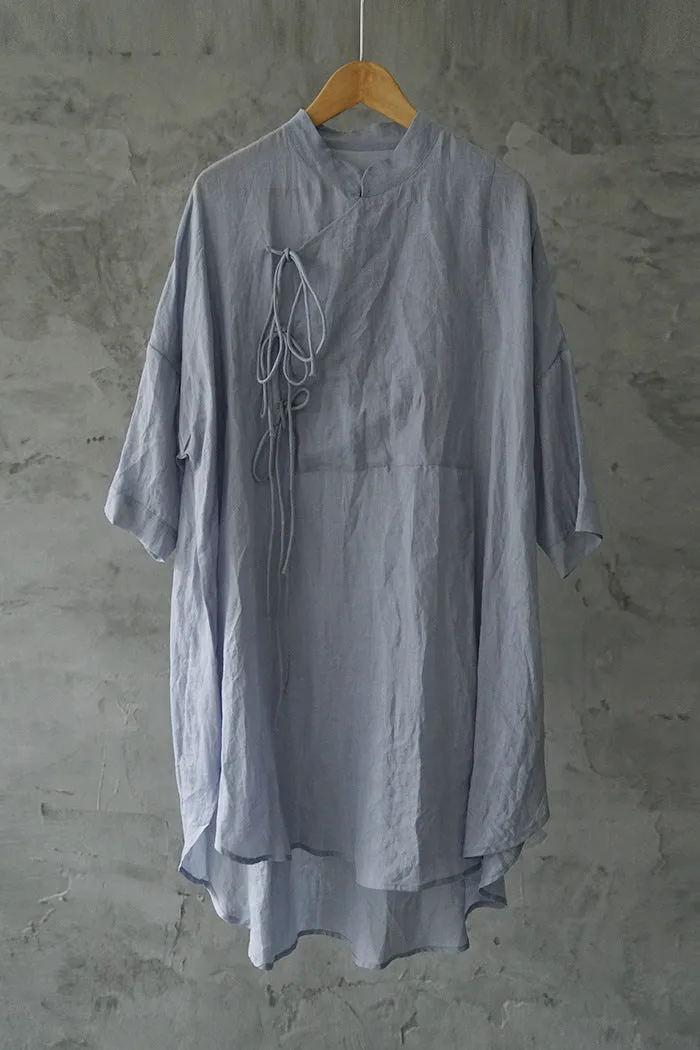 Chinese Collar Long Top (Grey)