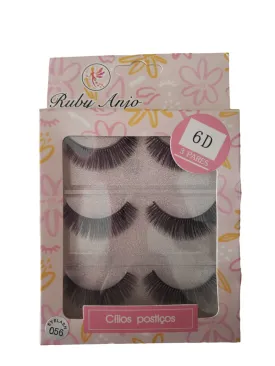 CILIOS POSTIÇOS RUBY ANJO 6D COM 3 PARES