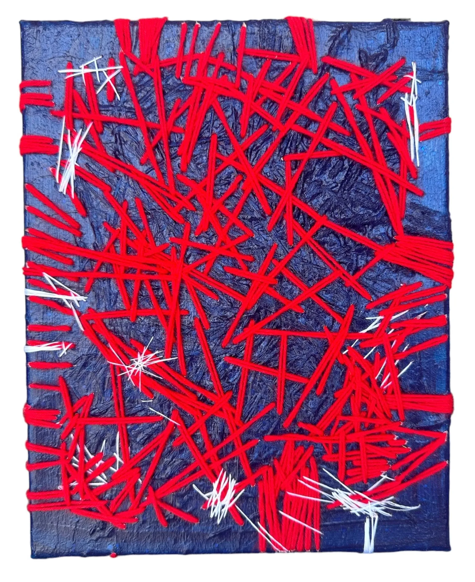 Contemporary art, abstract painting “Blue & Red Tapestry”