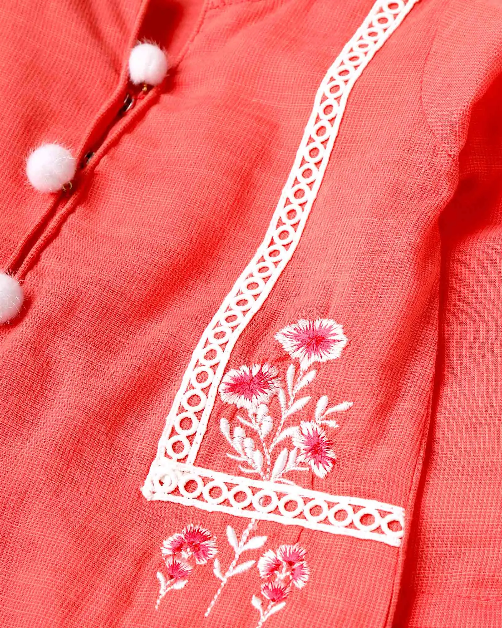 Coral Embroidered Tunic