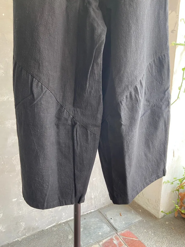 Cotton Linen Long Pants in Black