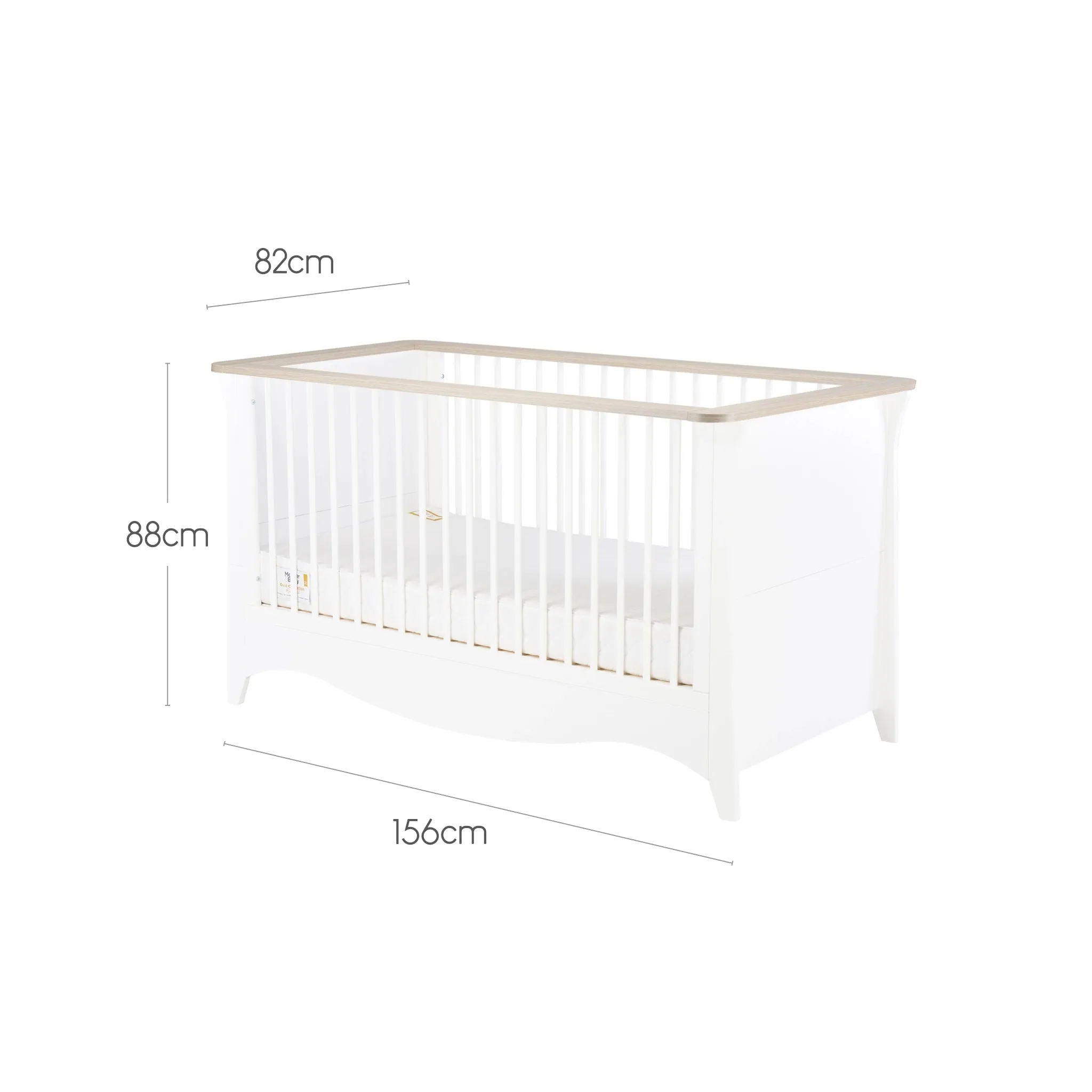 CuddleCo Clara Cot Bed - White & Ash