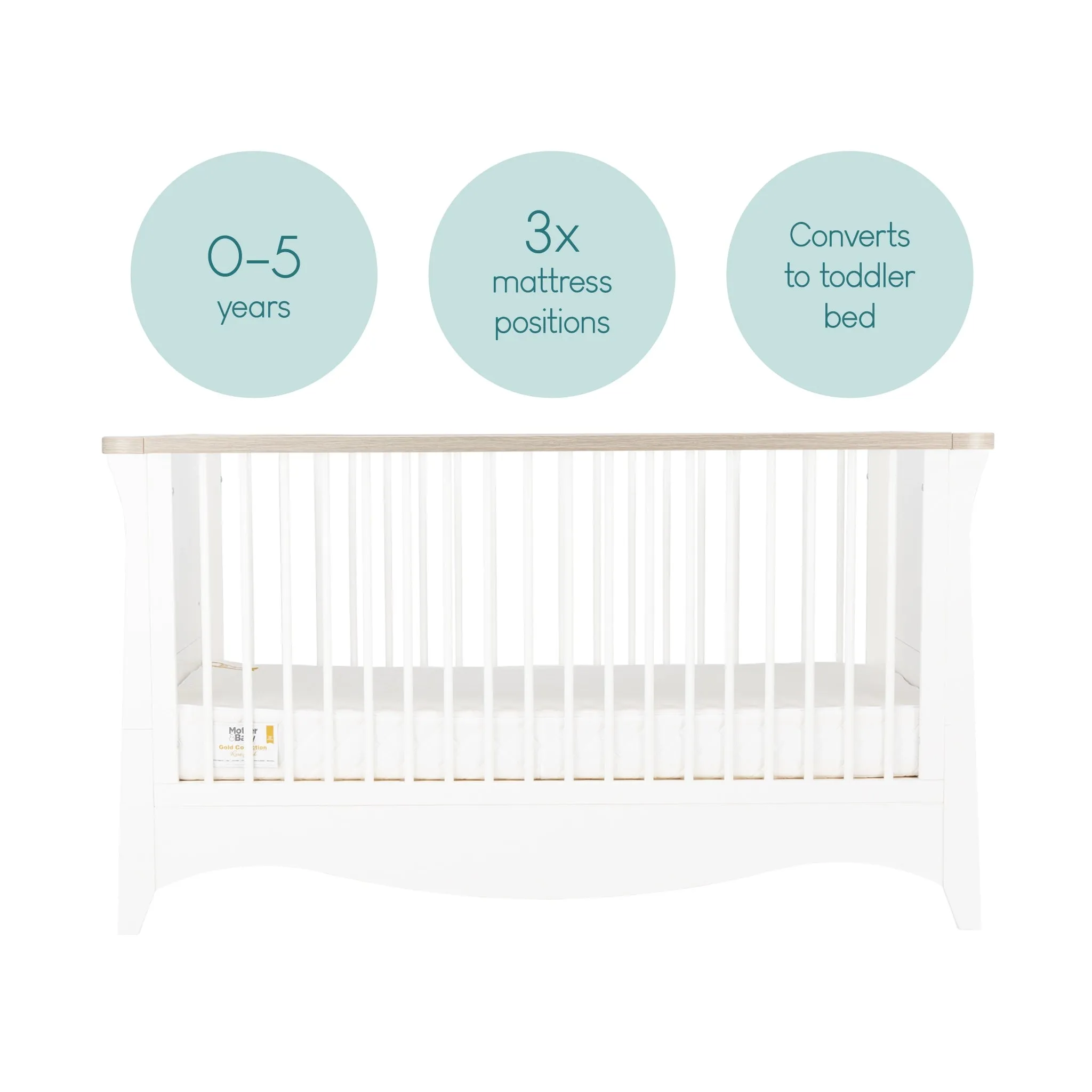 CuddleCo Clara Cot Bed - White & Ash