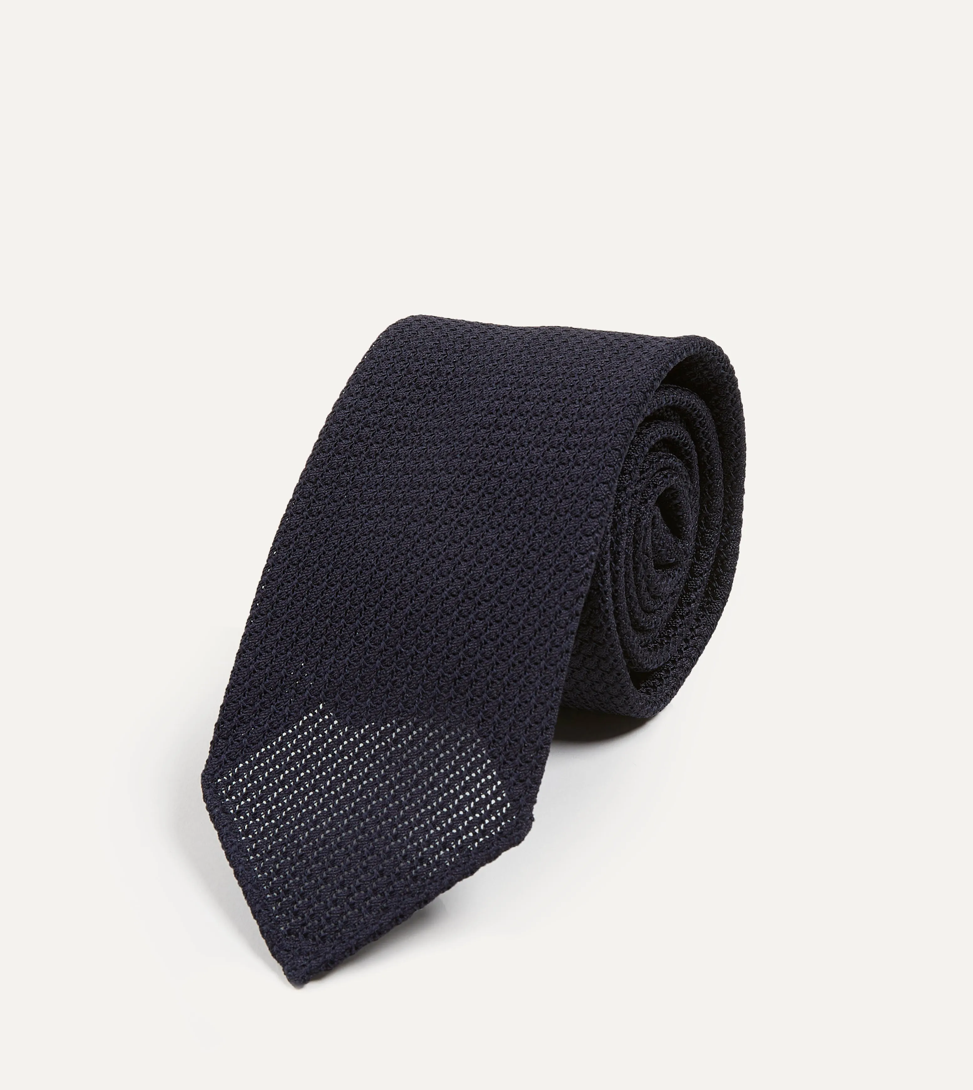 Dark Navy Hand Rolled Large Knot Grenadine Tie