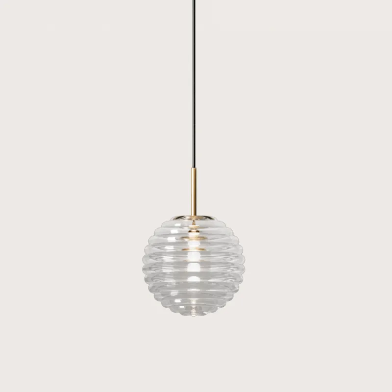 Delicate Ridged Glass Spherical Pendant