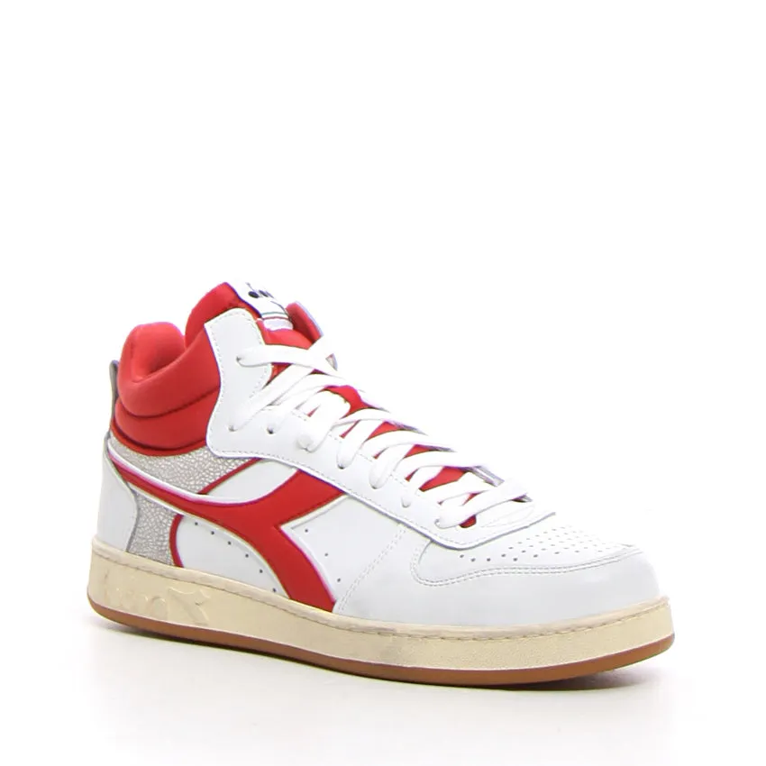 DIADORA SNEAKERS MAGIC BASKET DEMI CUT ICONA BIANCO-ROSSO