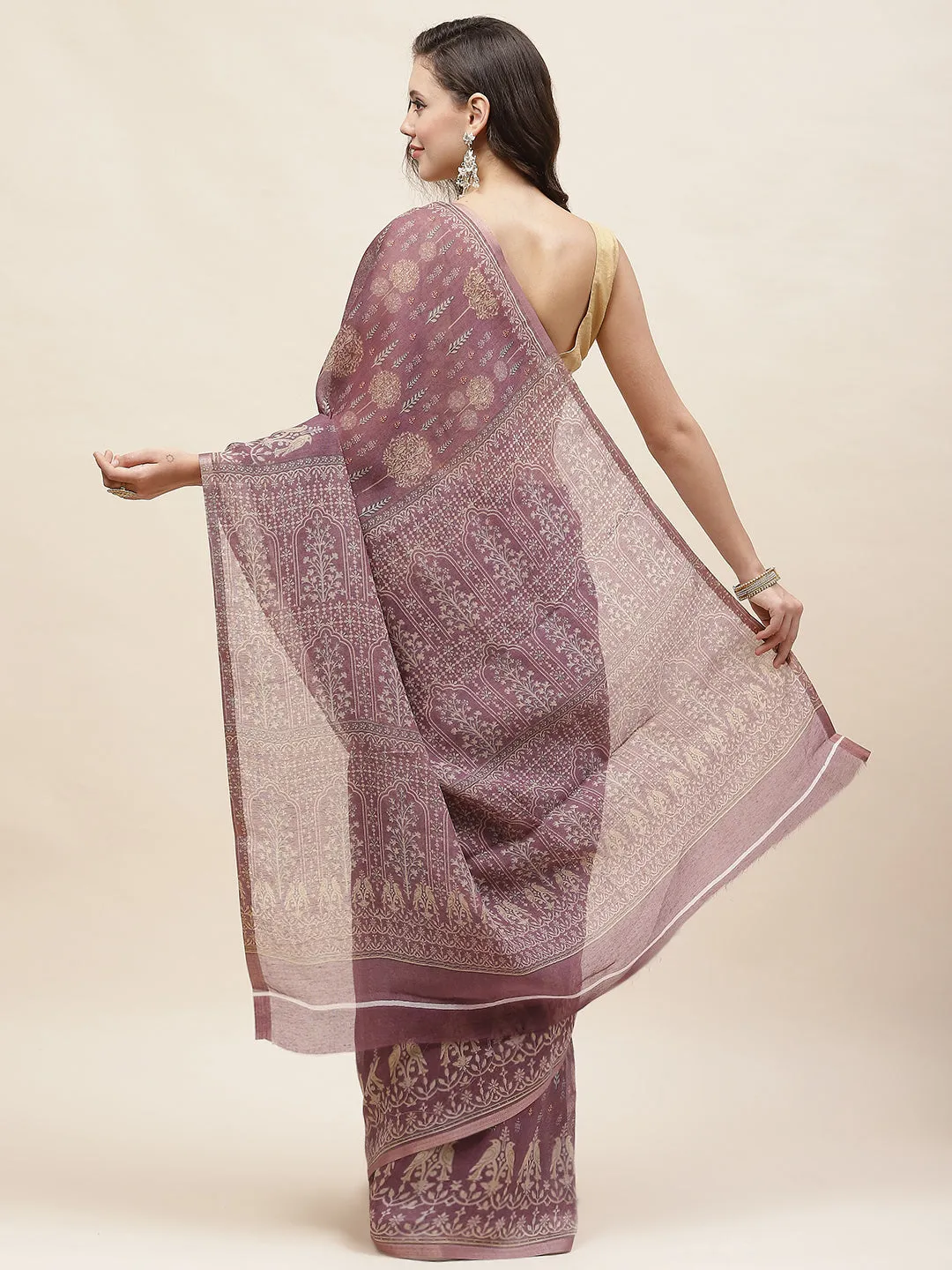 Digital Floral Printed Handloom Saree