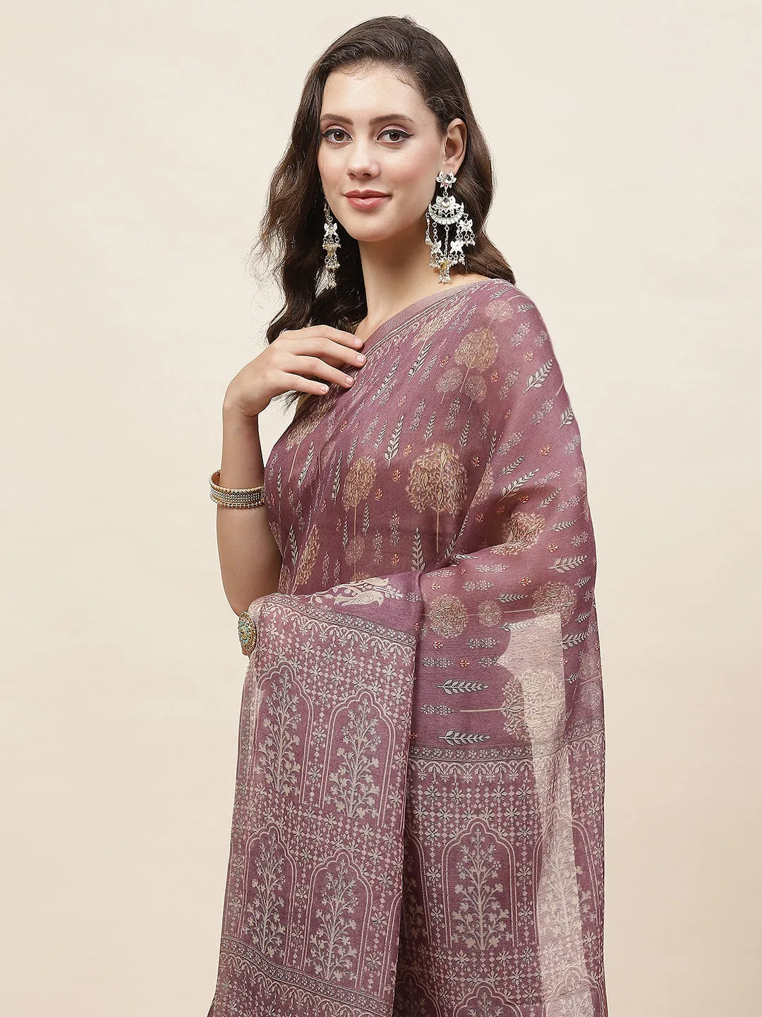 Digital Floral Printed Handloom Saree