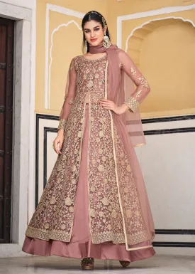 Dusty Mauve Skirt & Pant Style Designer Anarkali Suit