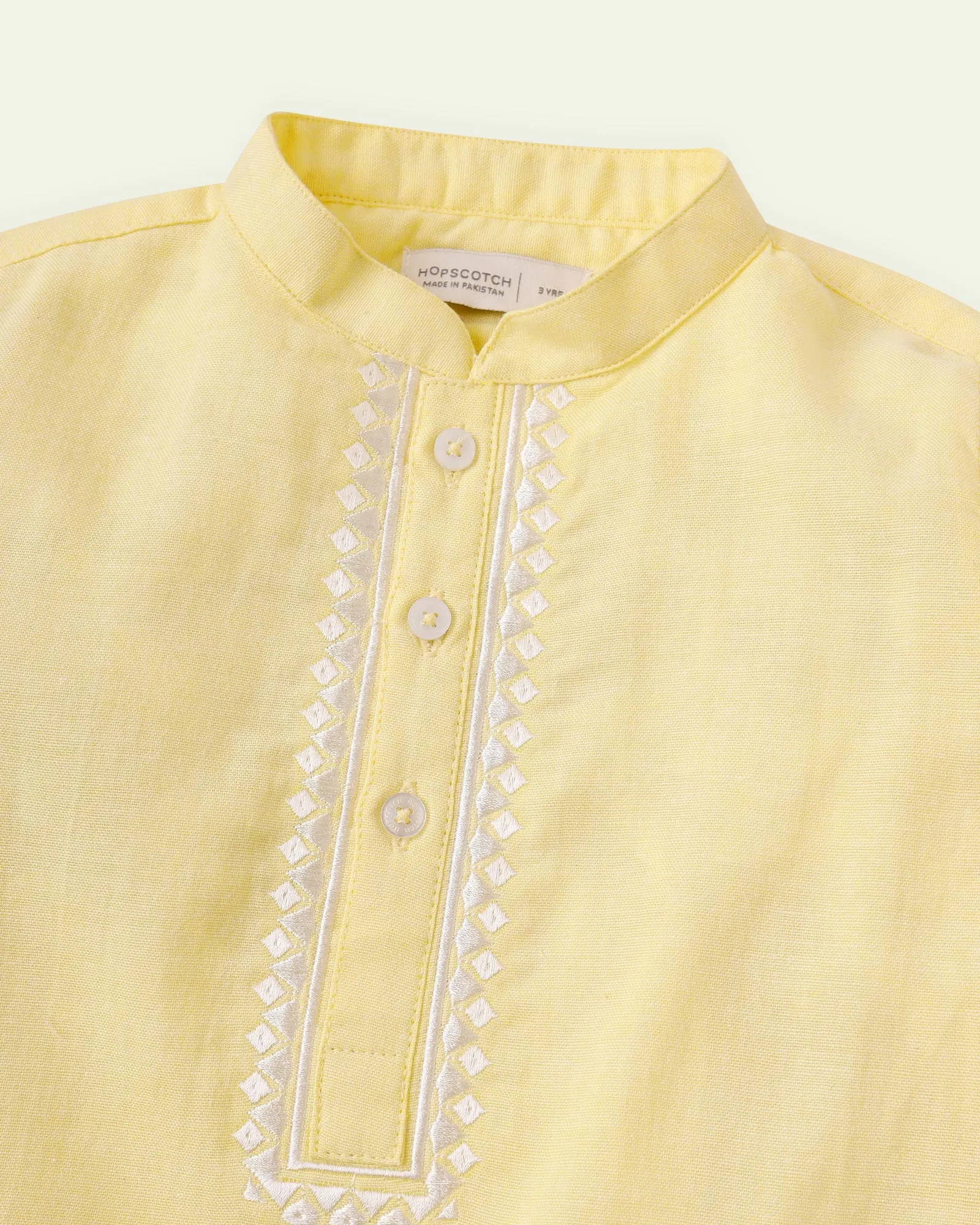 Embroidered Lemon Kurta