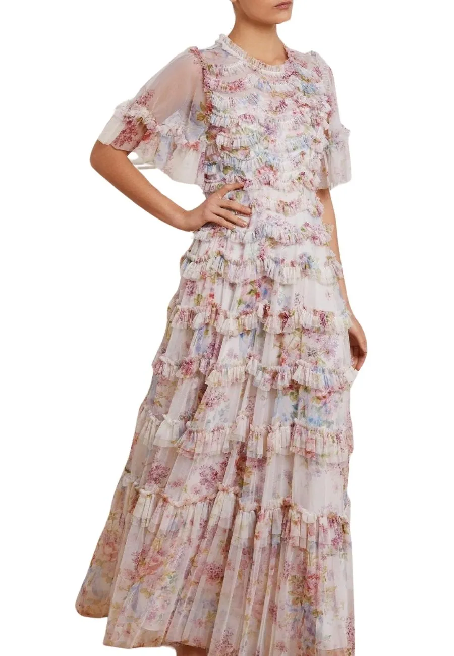 Floral Wonder Printed Ruffle Gown