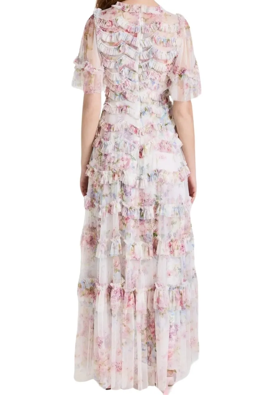 Floral Wonder Printed Ruffle Gown