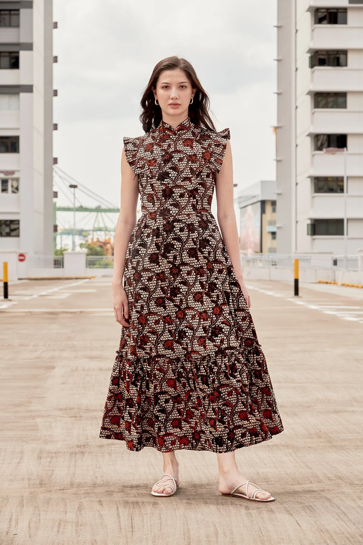 FLORENCE PLEATED FRILLS CHEONGSAM DRESS