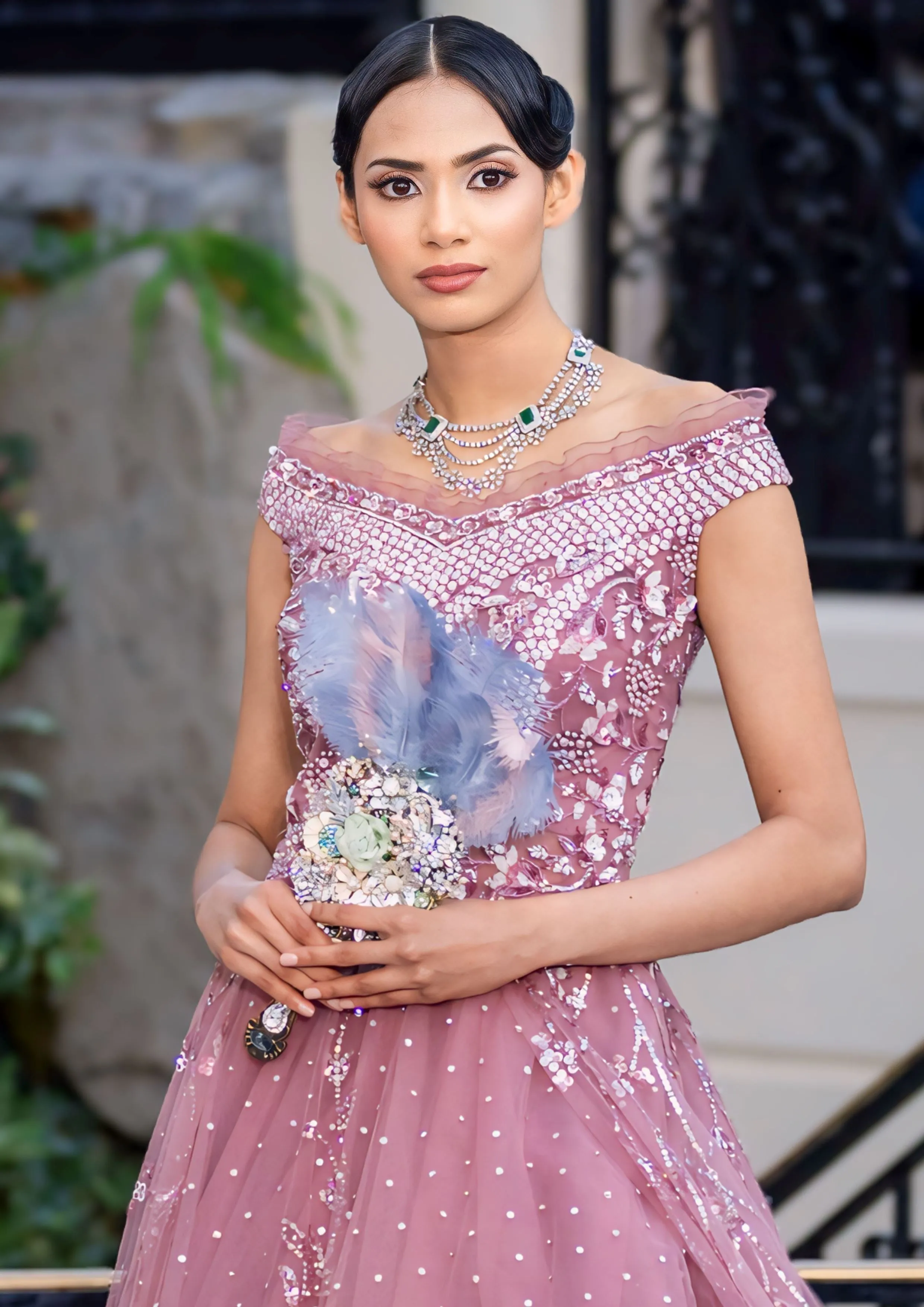 Garnet Pink Gown For Indian Wedding Reception Party