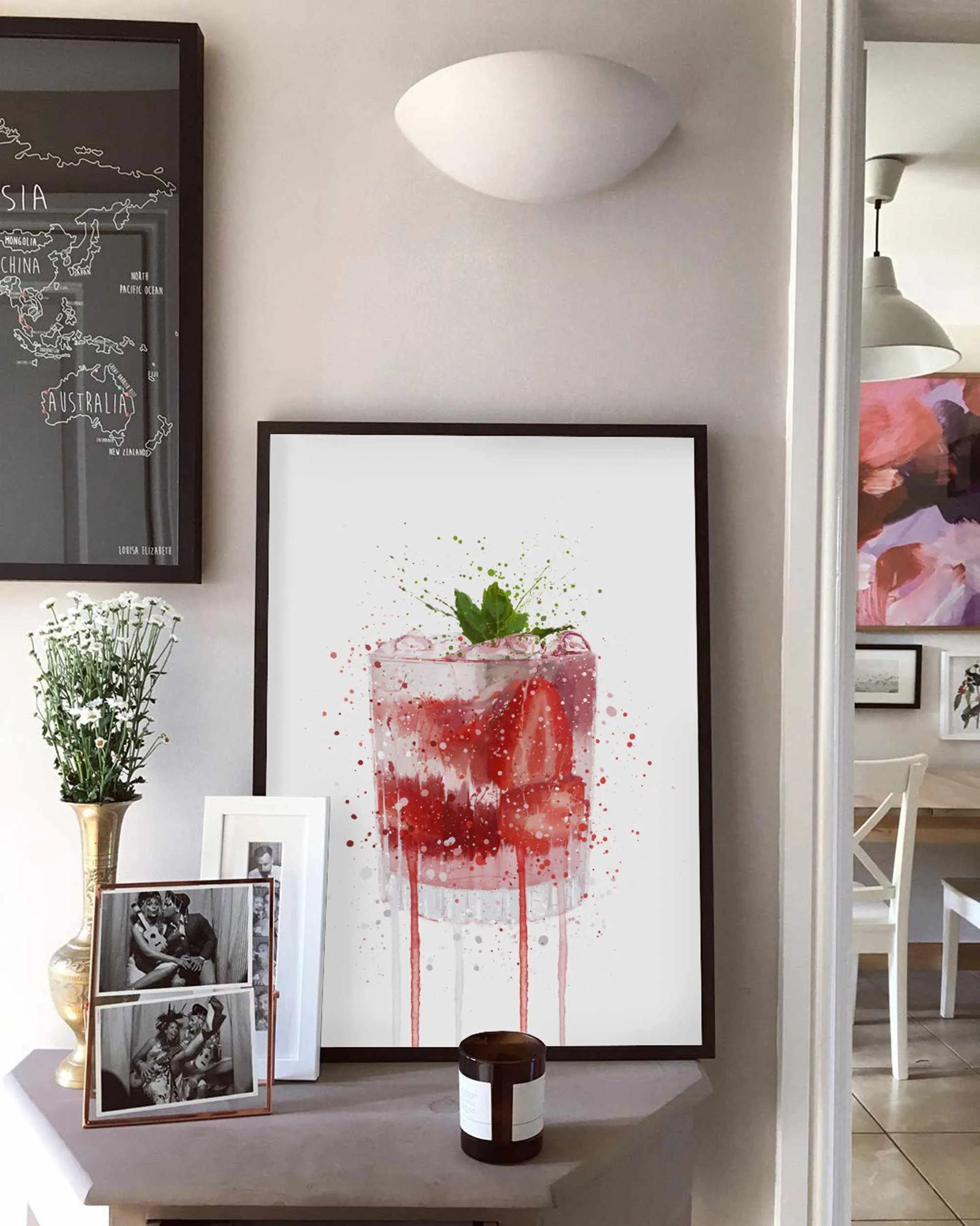 Gin and Tonic 'Strawberry & Mint' Wall Art Print