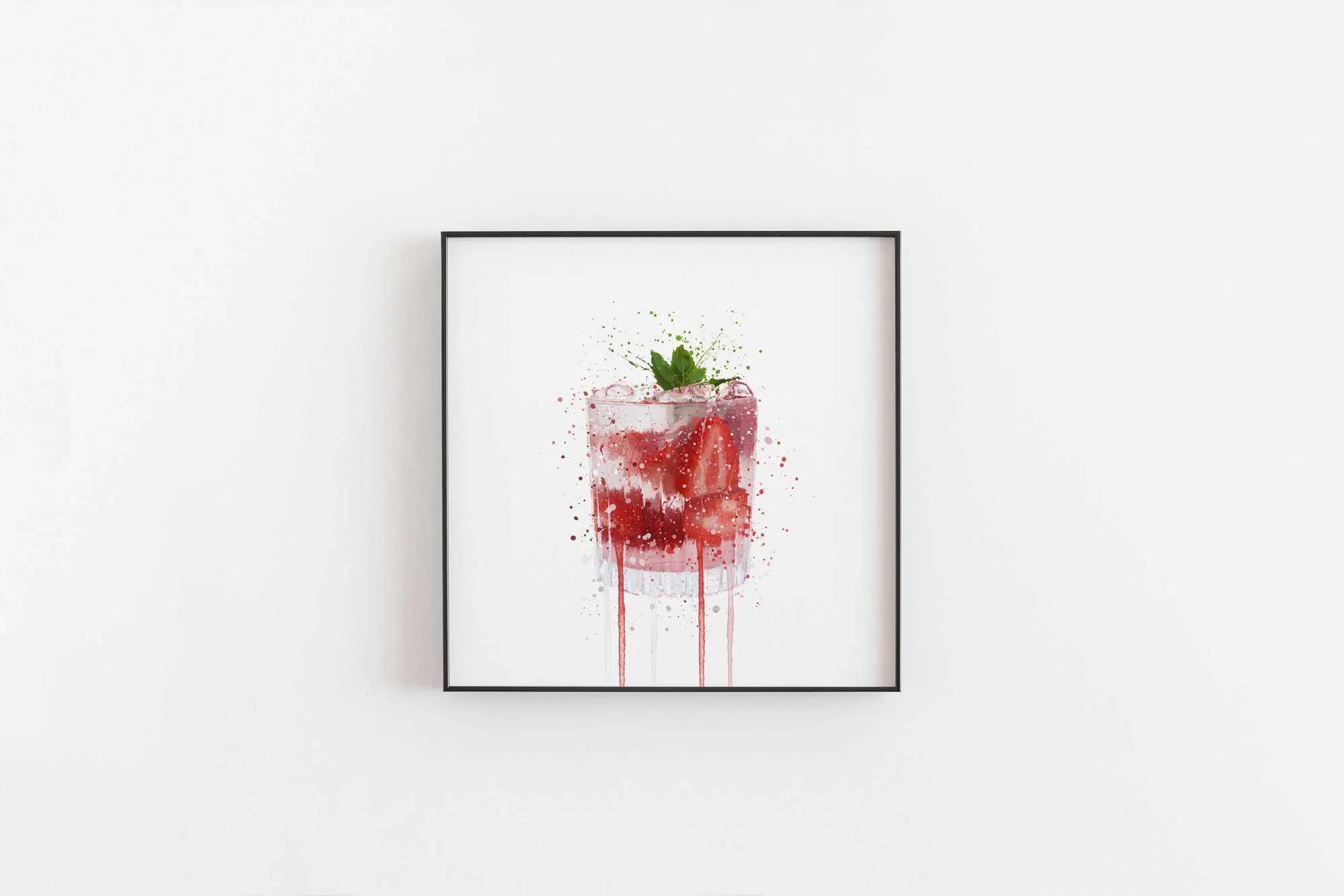 Gin and Tonic 'Strawberry & Mint' Wall Art Print