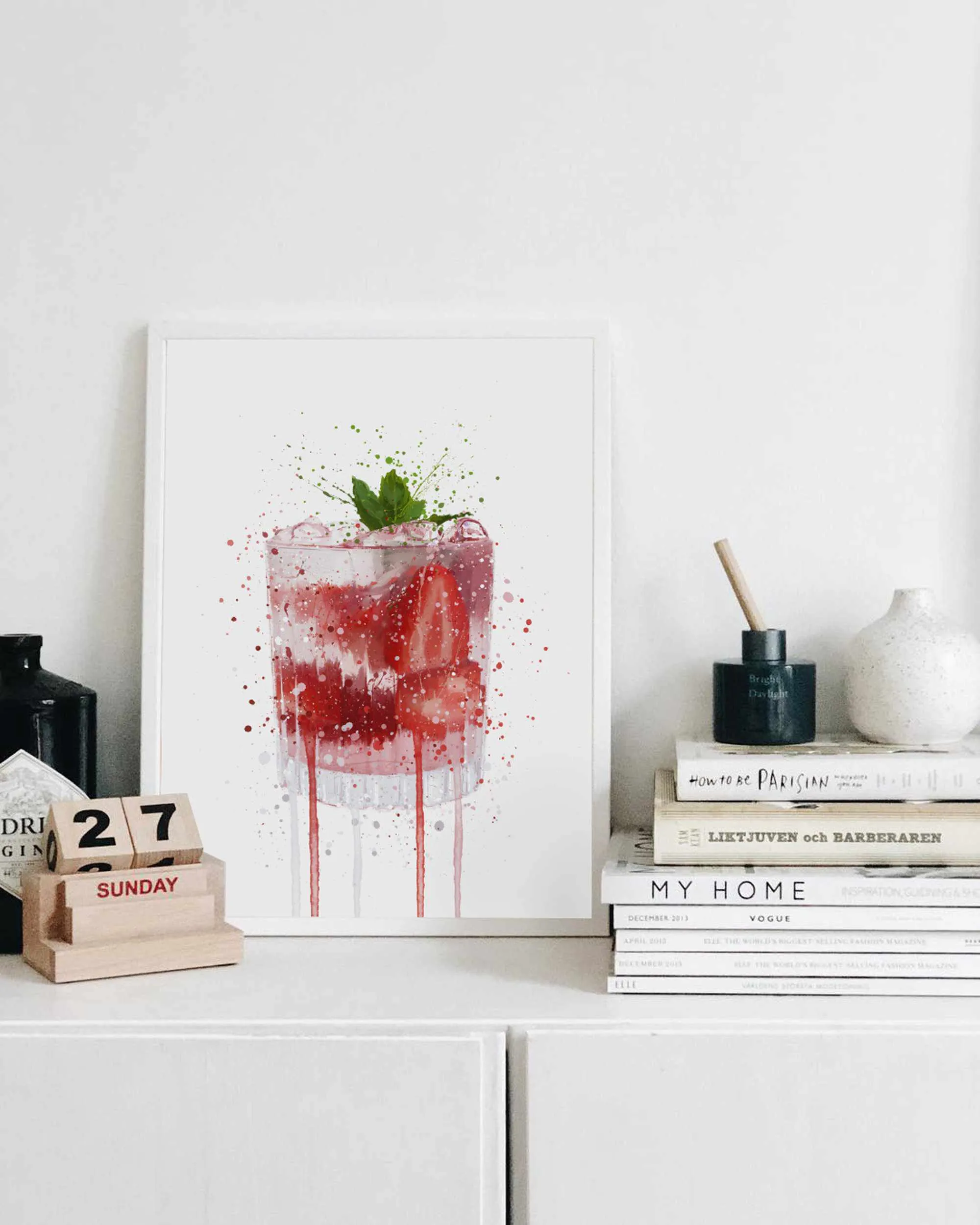 Gin and Tonic 'Strawberry & Mint' Wall Art Print