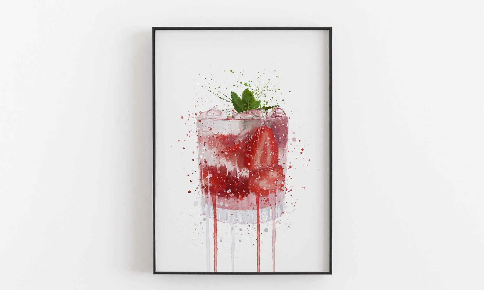 Gin and Tonic 'Strawberry & Mint' Wall Art Print