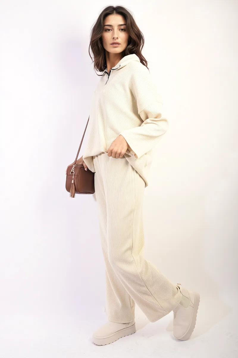 Half Zipper Long Sleeve Top and Trouser Co-ord Set