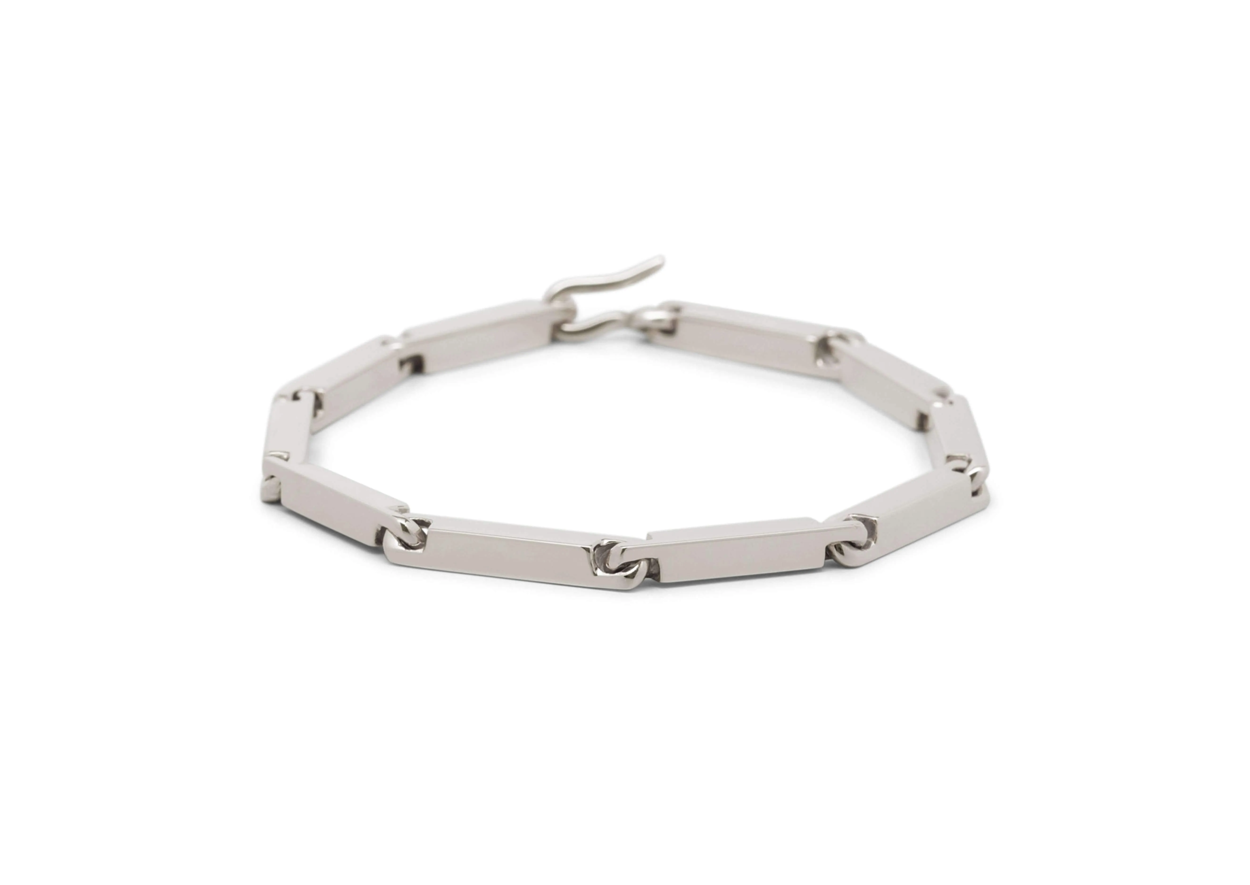 Hand Crafted Block Bracelet, White Gold & Platinum