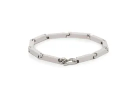 Hand Crafted Block Bracelet, White Gold & Platinum