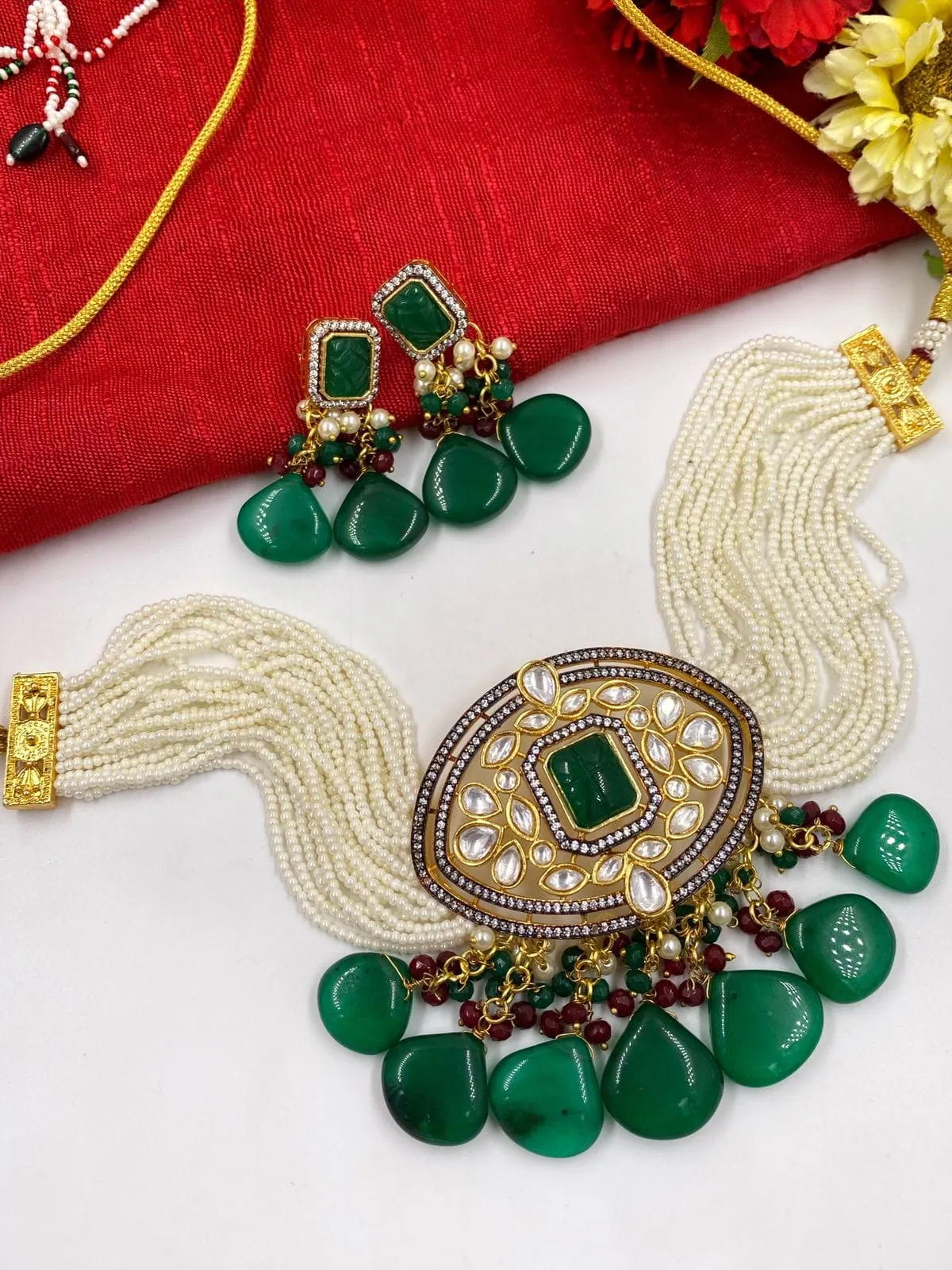 Handcrafted Designer Choker Necklace Set For Women By Gehna Shop