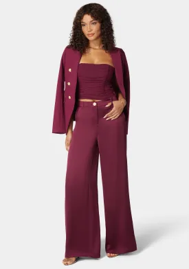 High Waist Ultra Wide Leg Satin Pant