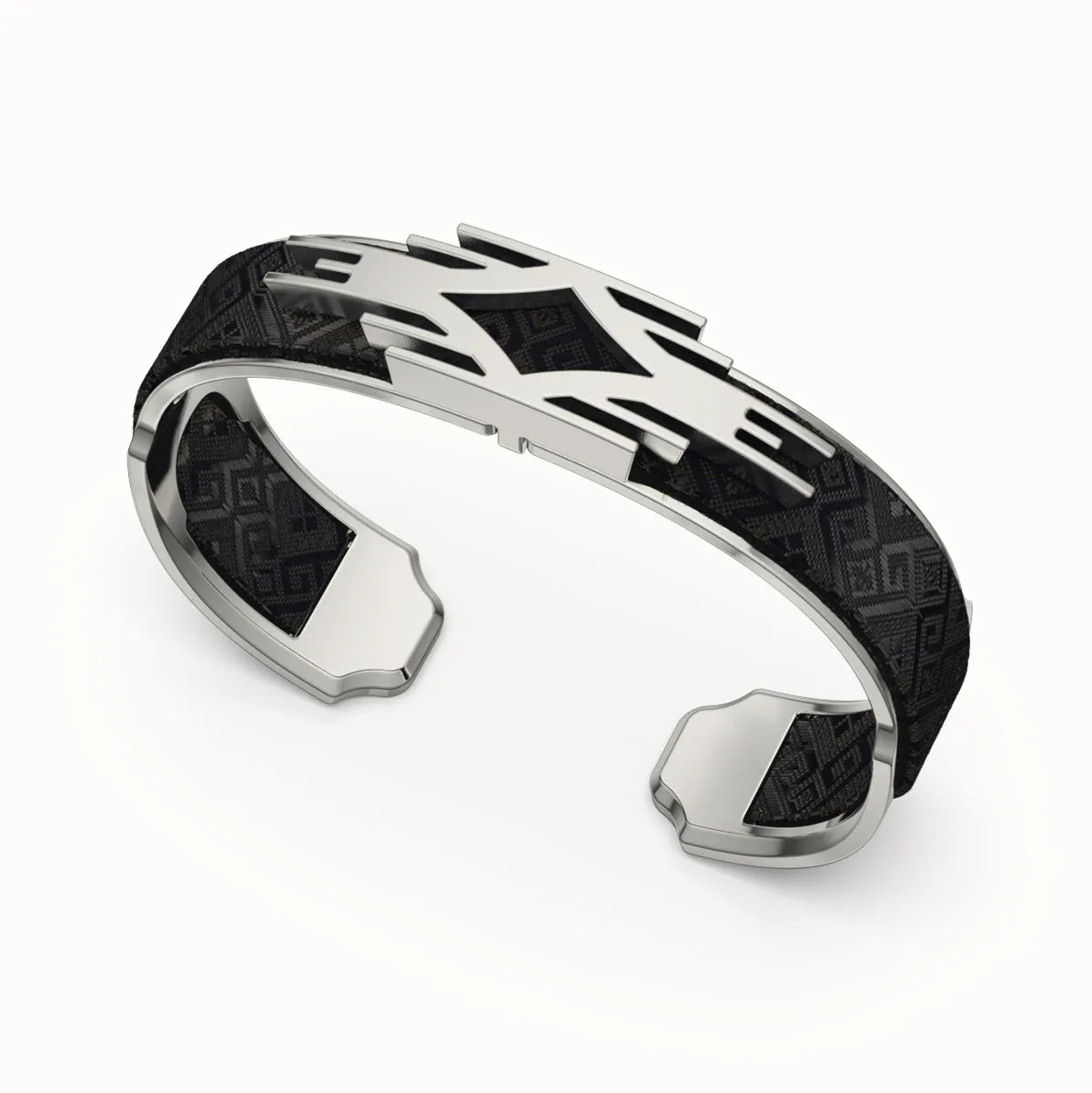 Ikat Silk Cuff - Obsidian Black