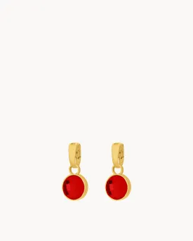 January Birthstone Passion Dainty Signature Earring Pendants, Gold