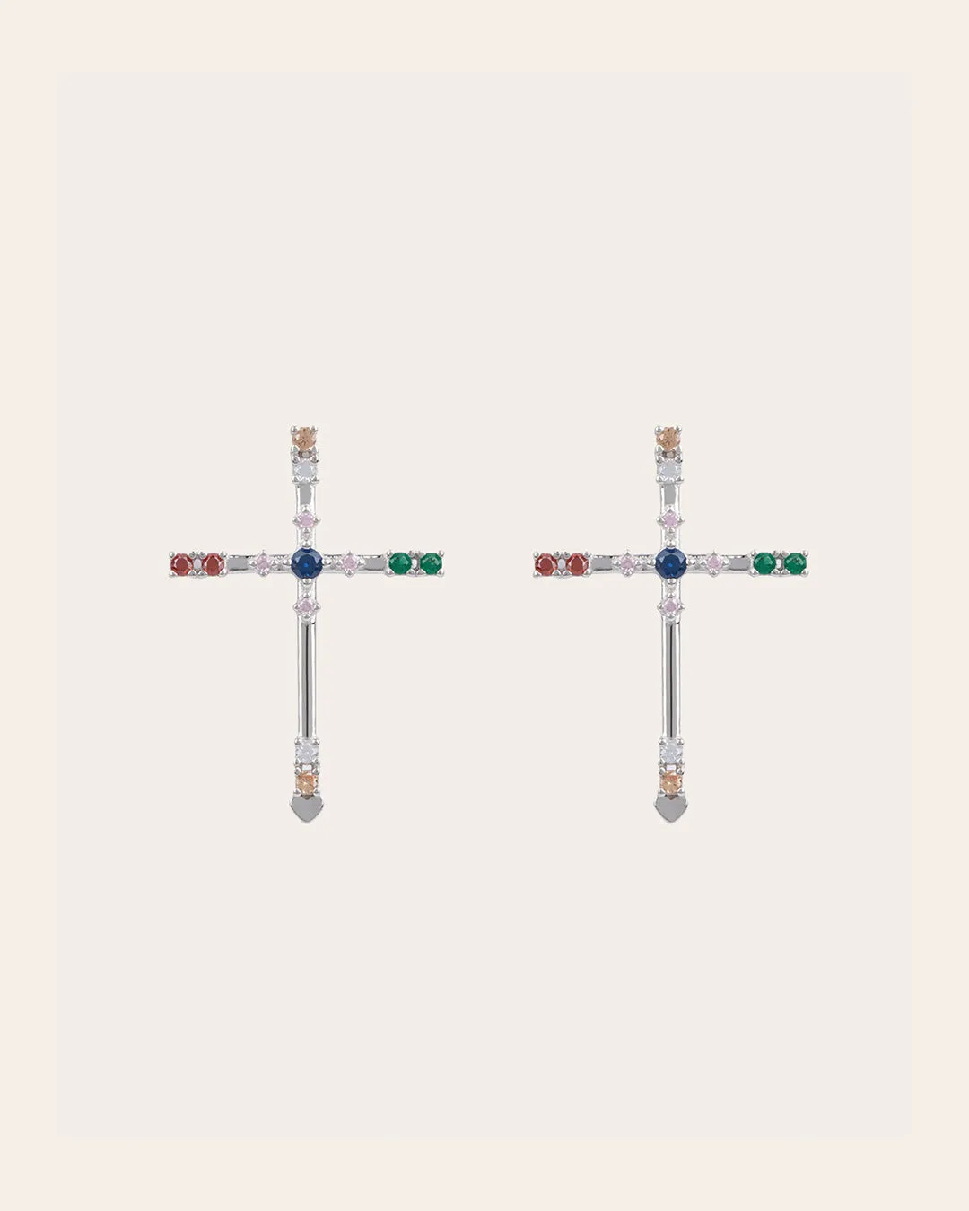 La Cruz Colorida earrings - sterling silver