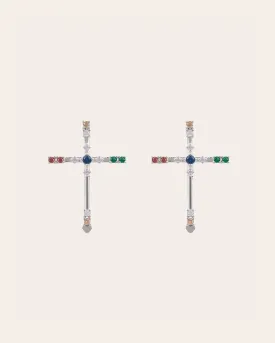 La Cruz Colorida earrings - sterling silver