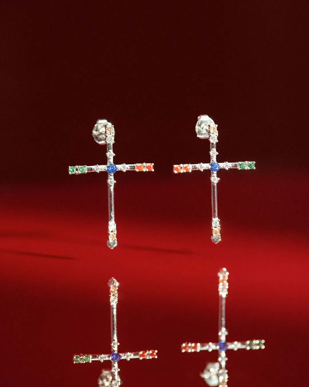 La Cruz Colorida earrings - sterling silver