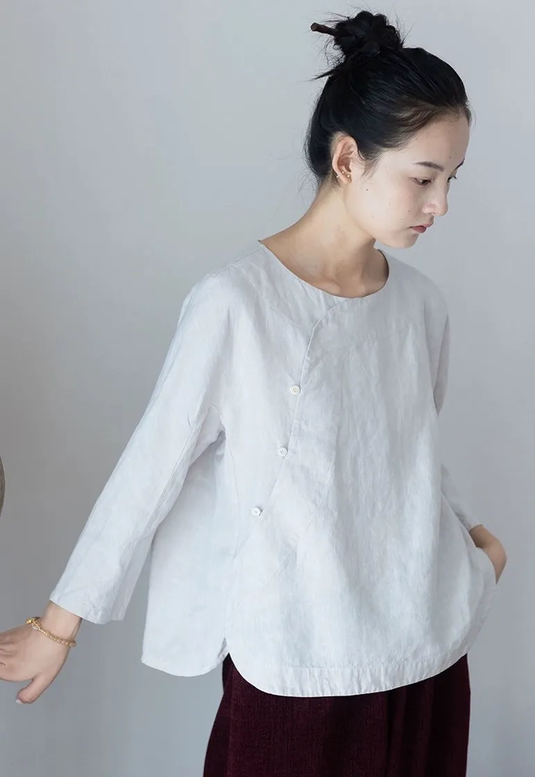 Linen Cheongsam Top in Natural