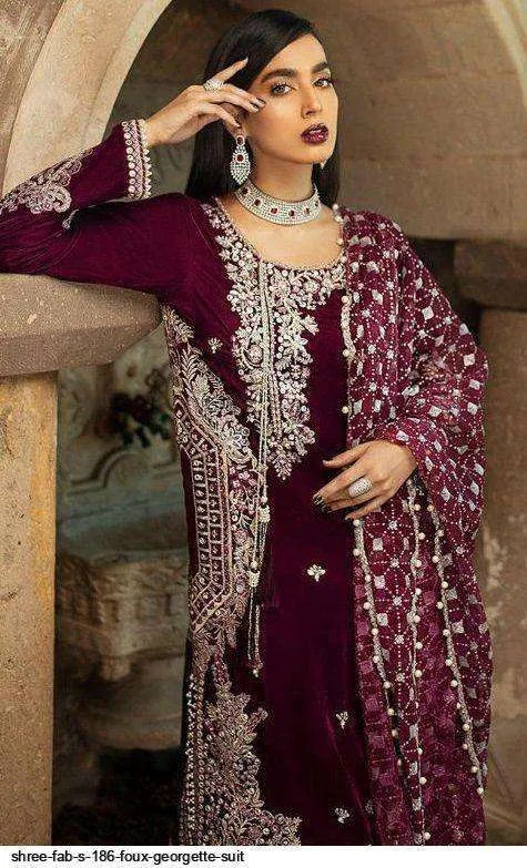 Maroon Georgette Designer Boutique Style Dress